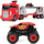 Set lodër Monster Jam Official 2-in-1 Launch N Go Hauler, kamion transporti me rampë hedhje, për makina 1:64, i kuq