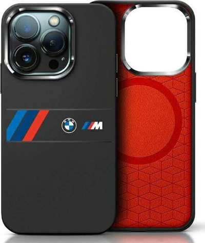 Mbulesë silikoni BMW Middle Stripe me MagSafe për iPhone 16 Pro Max 6.9\", e zezë