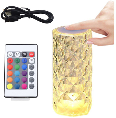 Llambë nate Crystal LED, 16 ngjyra, telekomandë dhe prekje, transparente