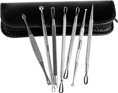 Set aksesorë për pastrim fytyre TopShine AG554D, 7 copë, të argjendta