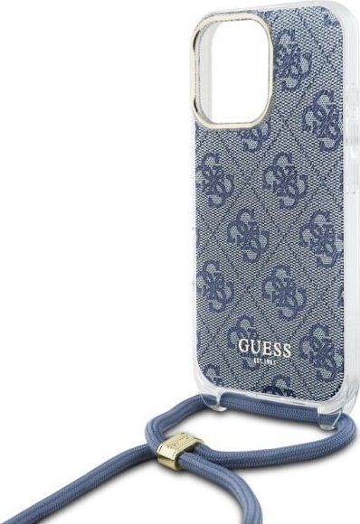 Kapak telefoni Guess GUHCP16LHC4SEB për iPhone 16 Pro 6.3", hardcase, me litar crossbody, blu