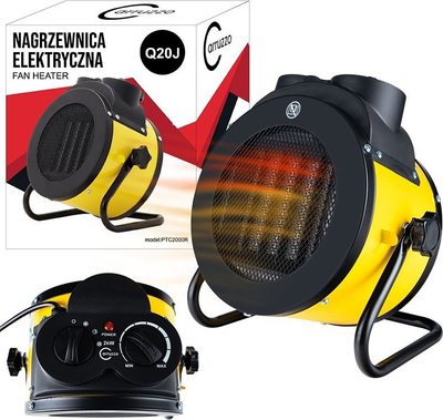 Ngrohës elektrik Carruzzo PTC2000R, 2000W, me termostat që e rregullon vetë, i verdhë