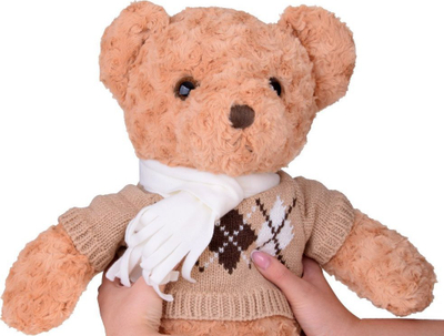 Lodër arush pelushi Soft Teddy Bear ZA5330, 60cm, me xhemper dhe shall, ngjyrë krem