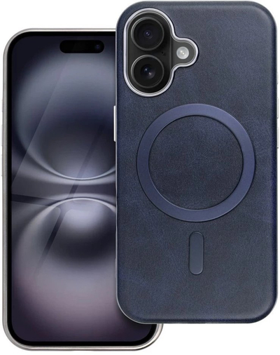 Mbrojtëse telefoni Gentleman për iPhone 15 Pro Max, MagSafe, lëkurë eko, blu navy