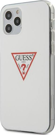 Навлака за телефон Guess Triangle, за iPhone 12 Pro Max, тврда маска, бела