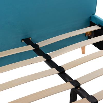 Shtrat Maylin HM598.08, për dyshek 120x200 cm, kadife, turquoise