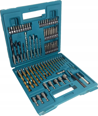 Set spiralësh dhe bitash Makita P-44046, 75 copë, në kuti plastike, lejla me jeshile