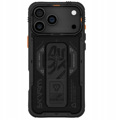 Kllëf telefoni Skinarma Phantom për iPhone 17 Pro Max, MagSafe, me grip stand, i zi