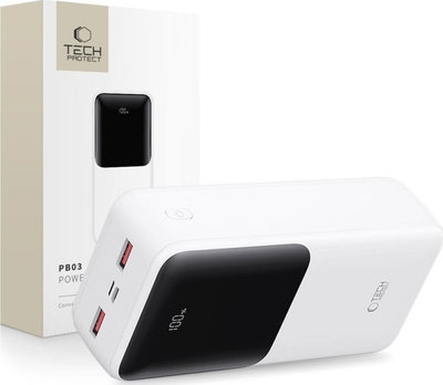 Powerbank Tech-Protect PB03, 30000mAh, 22.5W, i bardhë