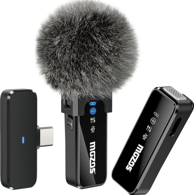 Mikrofon pa tela Mozos MX2‑DUAL, lavalier dysh, USB‑C, i zi