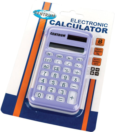 Kalkulator xhepi Centrum 80406, ekran 8 shifror, solar dhe bateri, i zi
