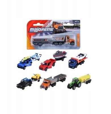 Lodër makinë me rimorkio Majorette City Trailer, 6 lloje, shumëngjyrëshe