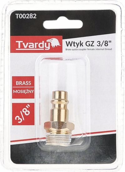Përshtatës pneumatik Tvardy Wtyk GZ 3/8", bronz, lidhje e shpejtë