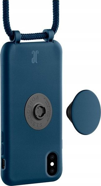 Këllëf telefoni Just Elegance Blue Sapphire, me Pop Grip dhe litar, për iPhone X XS, blu safir