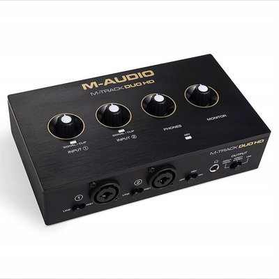 Pako prodhimi muzike M-Audio M-Track Duo HD Producer Pack, ndërfaqe audio USB, mikrofon dhe kufje studio, e zezë