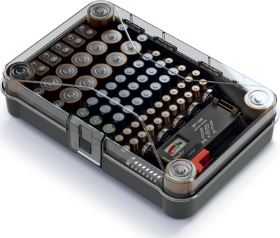 Kuti për bateri BATTERY BOX, me tester, plastike, 29.5x19.5x7 cm