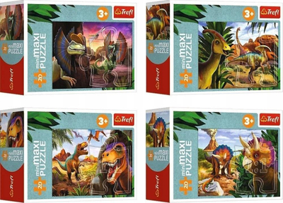 Puzzle Trefl MiniMaxi Discover the World of Dinosaurs, 4x20 pjesë, shumëngjyrësh