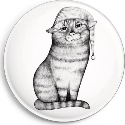 Magnet dekorativ Worth Keeping Good Night Cat, 56mm, i bardhë