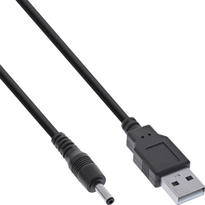 Kabllo energjie InLine 26806B, USB A në DC 3.5 x 1.35 mm, 3 A, 2 m, i zi