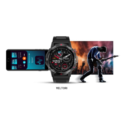 Ora inteligjente Veltori VT110-1, ekran 1.43" AMOLED, IP68, rrip silikoni i zi