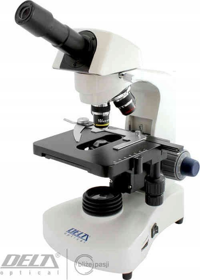 Микроскоп Delta Optical Genetic Pro Mono, монокуларен, со полначка батерија, бел