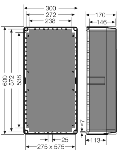 Mbrojtëse Hensel K0300, 300 x 600 x 170 mm, e hirtë