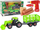 Lodër traktor me rimorkjo Leantoys, set montimi me vegël elektrike, plastike, jeshile