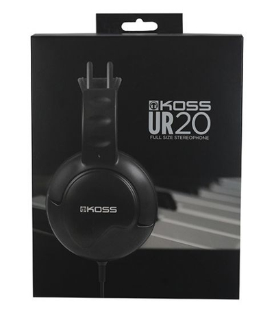 Kufje Koss UR20 DJ Style, që zënë gjithë veshin, me kabllo 3.5mm, të zeza