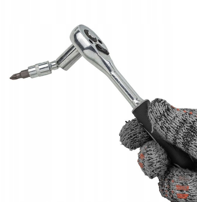 Set çelësash me racë CrV, 1/4", 46 copa, në kuti, gri