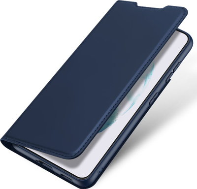 Mbulesë me kapak Dux Ducis Skin Pro për Samsung Galaxy S22 Plus, lëkurë ekologjike, me këmbëz, blu