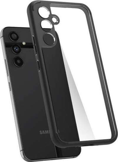 Kapak telefoni Spigen Ultra Hybrid për Samsung Galaxy A54 5G, pjesa mbrapa xham i kthjellët, kornizë matte, e zezë