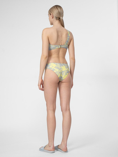 Bikini për goca 4F 4FSS23UBKTF025, dy pjesë, prerje asimetrike, gri me lule të verdha