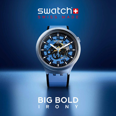 Orë SWATCH Big Bold Blue Daze SB07S106, e kaltër