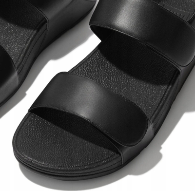 Sandale gocash FitFlop Lulu, lëkurë, me rrip që rregullohet, të zeza