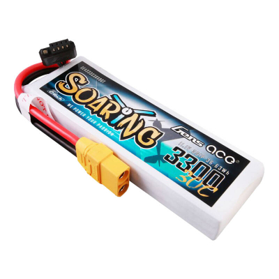 Bateri LiPo Gens Ace Soaring 3S1P, 3300mAh, 11.1V 30C, e bardhë