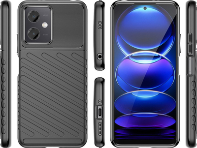 Kapak telefoni Hurtel Thunder Case Xiaomi Poco X5 5G Redmi Note 12 5G, silikon i fortë, i zi
