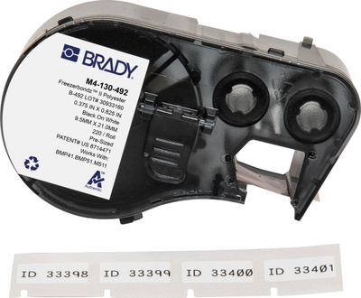 Kartutsh etiketa Brady M4 130 492, polyester, 9.5mm, e bardhë