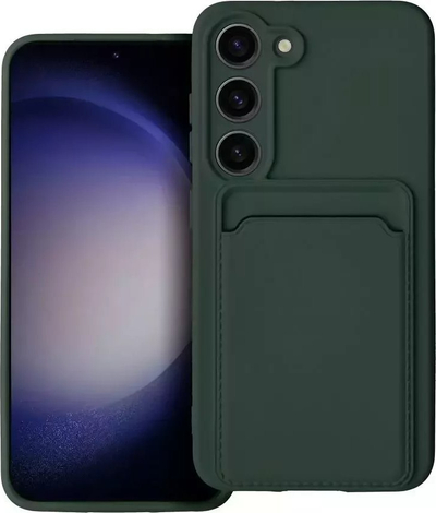 Këllëf telefoni Card Case për Samsung Galaxy S23 Plus, silikon, me xhep kartash, jeshil