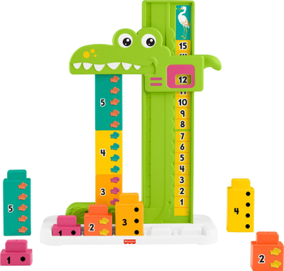 Lodër edukative Fisher Price Adding Alligator JCT13, 10 blloqe numrash, për fëmijë 3+ vjeç, shumëngjyrëshe