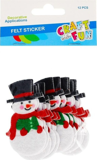 Stikerë dekorativë prej filci Craft with Fun, vetëngjitës, formë dëboramani, 12 copë