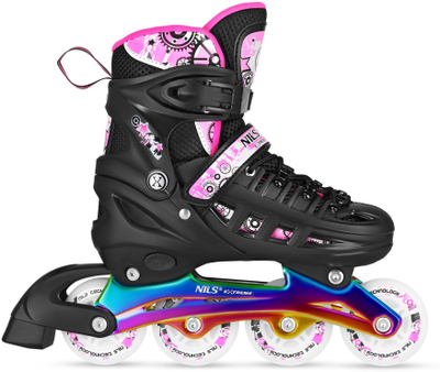 Patina 4 në 1 Nils Extreme NH10905, LED Rainbow, rregullim 39-42, rozë