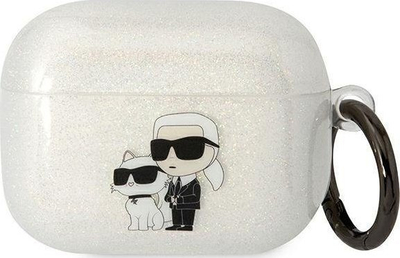 Mbulese Karl Lagerfeld KLAPHNKCTGT për AirPods Pro, Glitter transparente, TPU PC, transparente