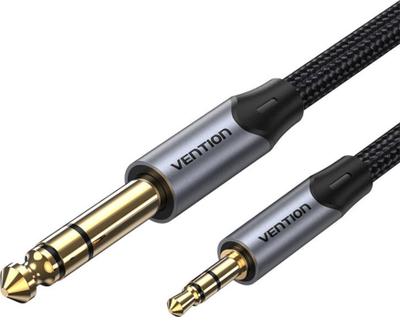 Kabllo audio Vention TRS 3.5mm me 6.5mm, 5m, pambuk i gërshetum, gri