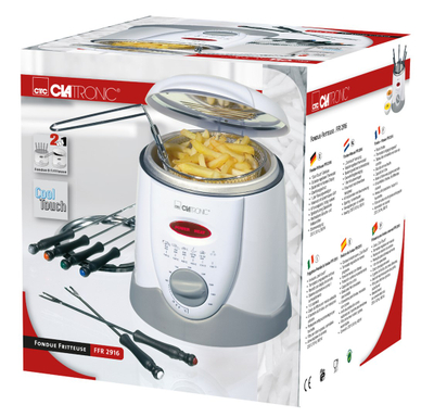 Fritezë dhe set fondue Clatronic FFR 2916, 1L, termostat i rregullueshëm, e bardhë