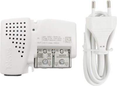 Përforcues antene Televes Picokom TForce, DVB-T/T2, 3 dalje, i bardhë