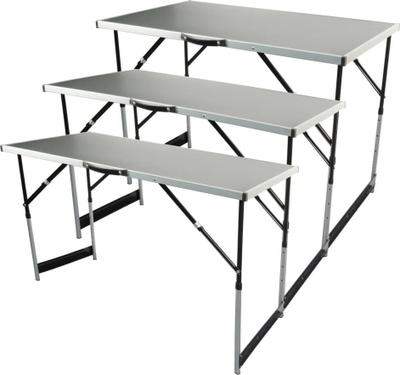 Set tavolinash palosëse Brüder Mannesmann, 3 copë, alumin, gri