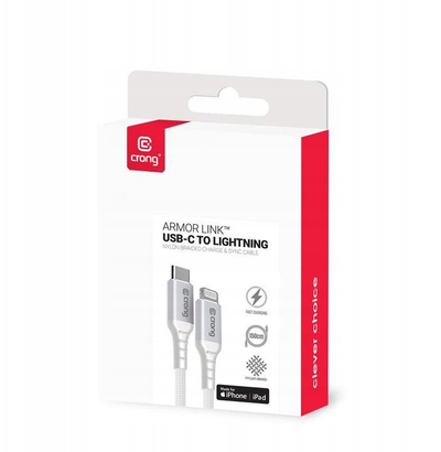Kabllo USB Crong CRGAL15USCLWHI, 1.5m, e bardhë