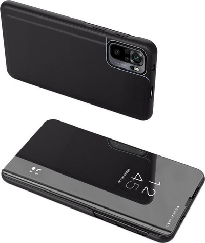 Këllëf telefoni Clear View për Poco M4 Pro 5G, kapak flip, bëhet stands, i zi