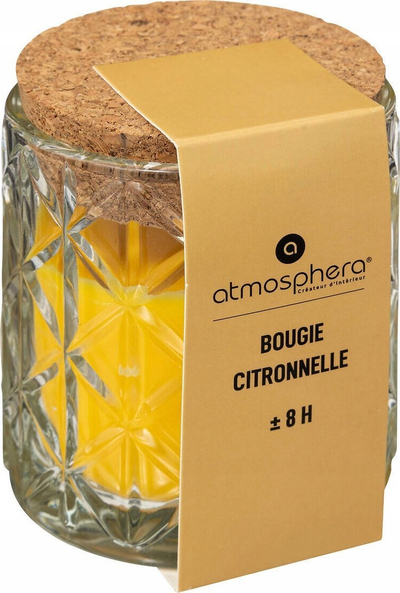 Qiri Atmosphera me citronella, 90 g, në kavanoz qelqi, i verdhë
