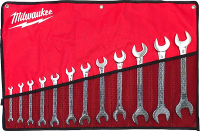 Set çelësash të hapur Milwaukee 4932492714, 12 copë, metalik